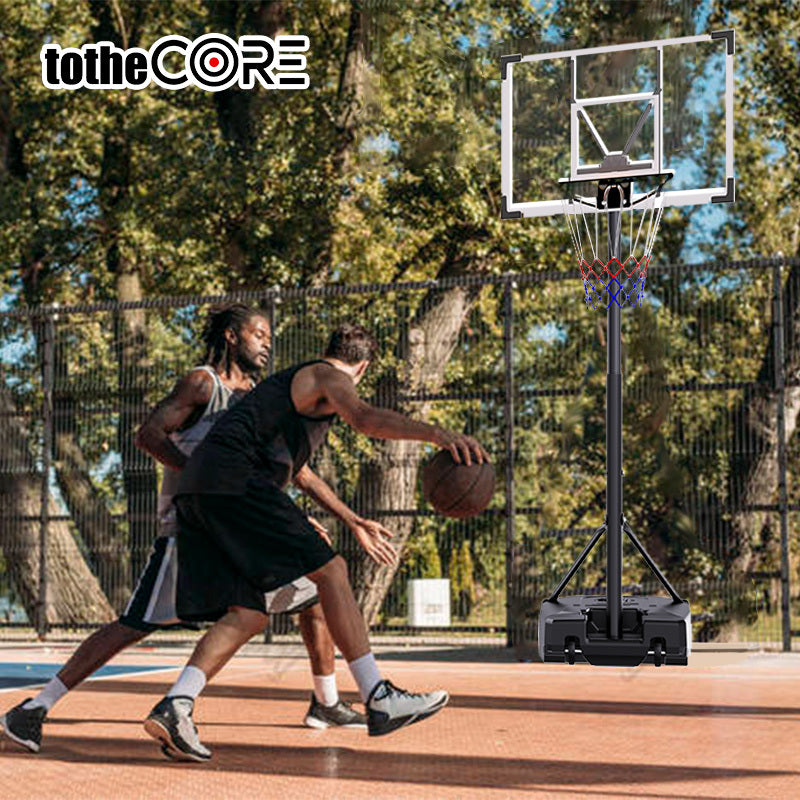 HoopNation 10ft Portable Basketball Hoop – Adjustable Height Stand w/ Shatterproof PC Backboard & Wheels