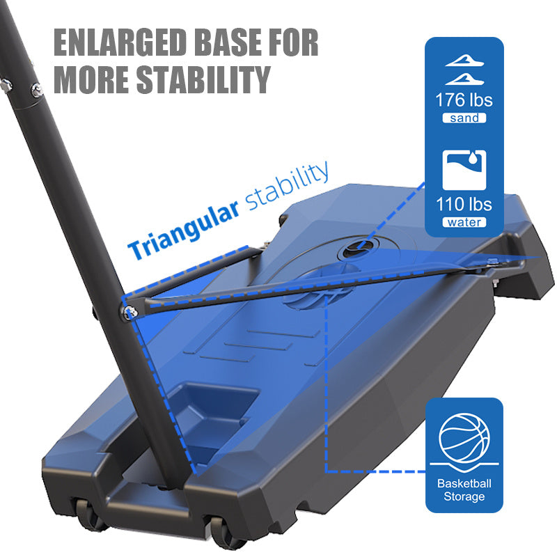 HoopNation 10ft Portable Basketball Hoop – Adjustable Height Stand w/ Shatterproof PC Backboard & Wheels