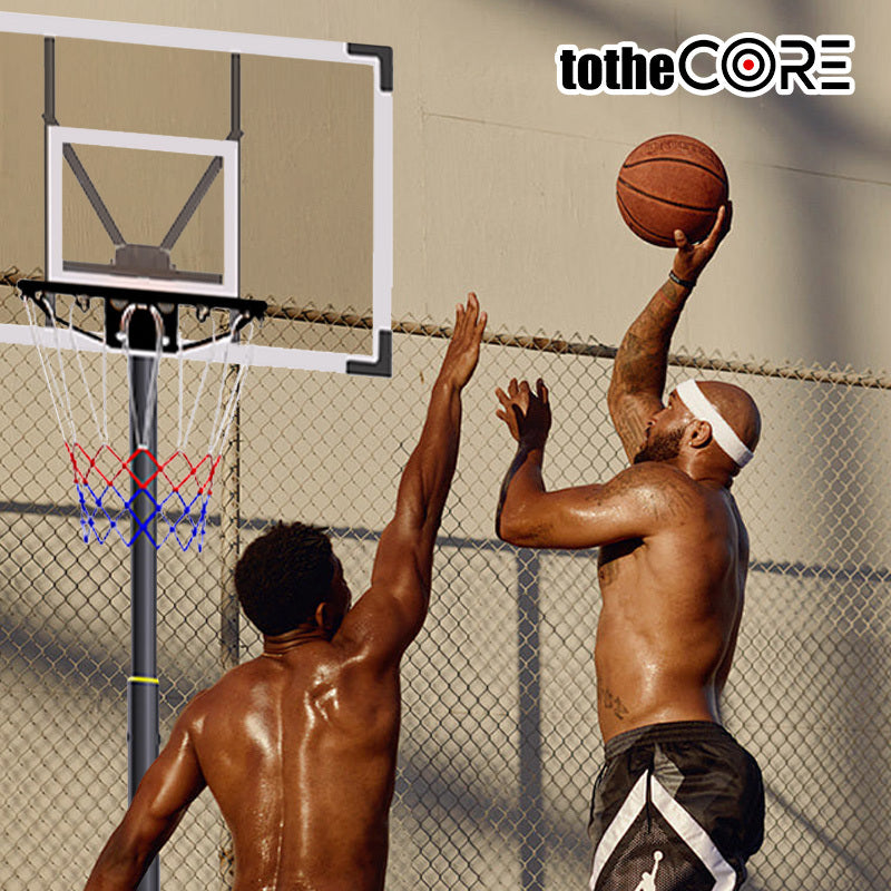 HoopNation 10ft Portable Basketball Hoop – Adjustable Height Stand w/ Shatterproof PC Backboard & Wheels